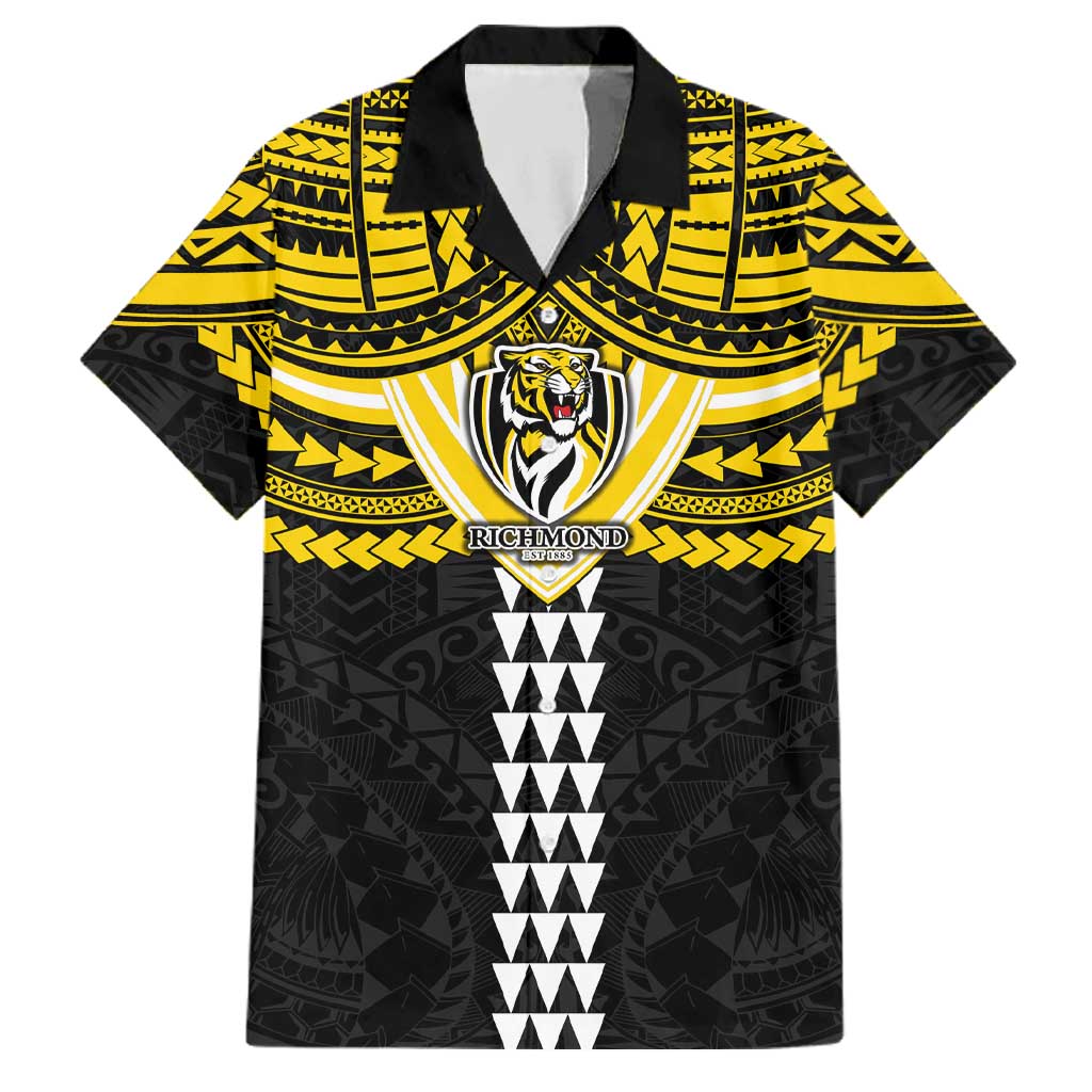 Personalized Richmond Tigers Family Matching Off Shoulder Maxi Dress and Hawaiian Shirt Polynesian Tribal Pattern Heritage Football