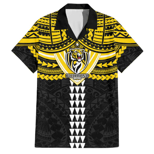 Personalized Richmond Tigers Family Matching Off Shoulder Maxi Dress and Hawaiian Shirt Polynesian Tribal Pattern Heritage Football