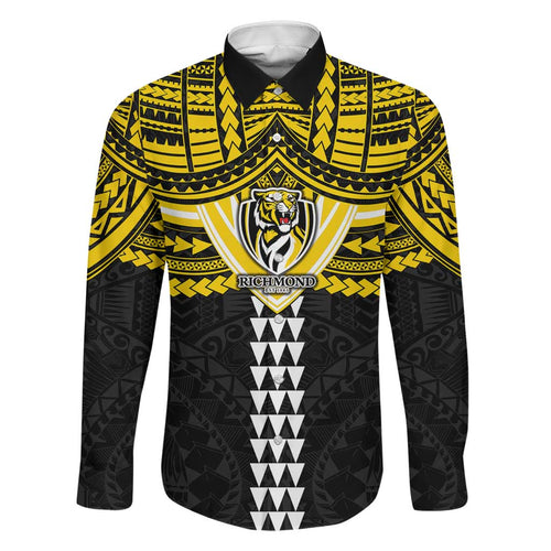 Personalized Richmond Tigers Family Matching Off Shoulder Maxi Dress and Hawaiian Shirt Polynesian Tribal Pattern Heritage Football