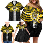 Personalized Richmond Tigers Family Matching Off Shoulder Short Dress and Hawaiian Shirt Polynesian Tribal Pattern Heritage Football