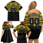 Personalized Richmond Tigers Family Matching Off Shoulder Short Dress and Hawaiian Shirt Polynesian Tribal Pattern Heritage Football