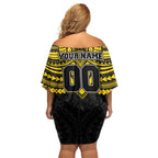 Personalized Richmond Tigers Family Matching Off Shoulder Short Dress and Hawaiian Shirt Polynesian Tribal Pattern Heritage Football