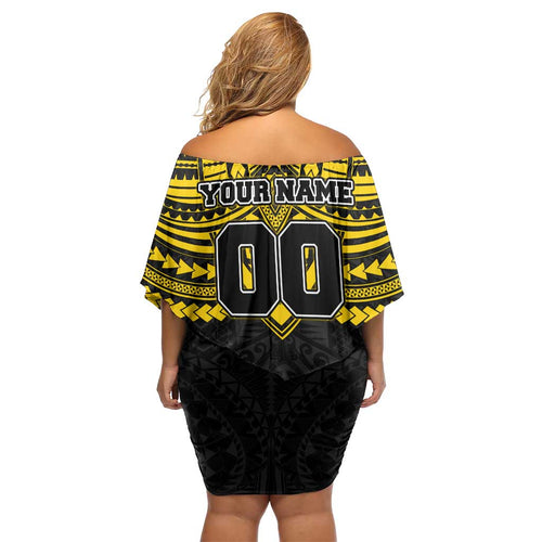 Personalized Richmond Tigers Family Matching Off Shoulder Short Dress and Hawaiian Shirt Polynesian Tribal Pattern Heritage Football