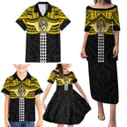 Personalized Richmond Tigers Family Matching Puletasi and Hawaiian Shirt Polynesian Tribal Pattern Heritage Football