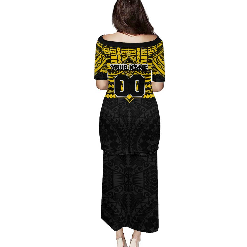 Personalized Richmond Tigers Family Matching Puletasi and Hawaiian Shirt Polynesian Tribal Pattern Heritage Football