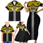 Personalized Richmond Tigers Family Matching Short Sleeve Bodycon Dress and Hawaiian Shirt Polynesian Tribal Pattern Heritage Football