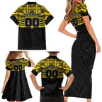 Personalized Richmond Tigers Family Matching Short Sleeve Bodycon Dress and Hawaiian Shirt Polynesian Tribal Pattern Heritage Football
