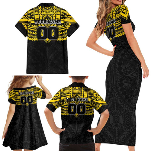 Personalized Richmond Tigers Family Matching Short Sleeve Bodycon Dress and Hawaiian Shirt Polynesian Tribal Pattern Heritage Football