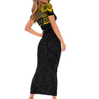 Personalized Richmond Tigers Family Matching Short Sleeve Bodycon Dress and Hawaiian Shirt Polynesian Tribal Pattern Heritage Football