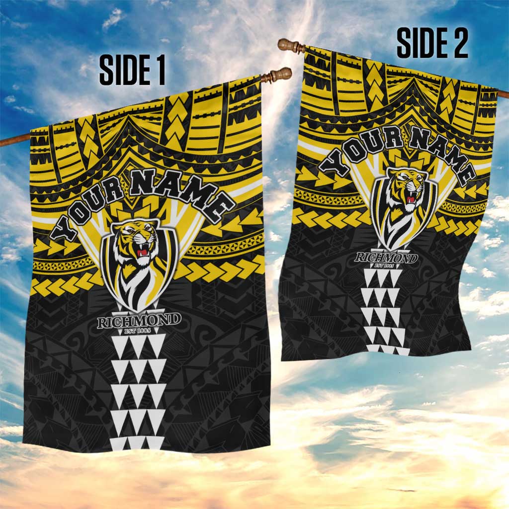 Personalized Richmond Tigers Garden Flag Polynesian Tribal Pattern Heritage Football