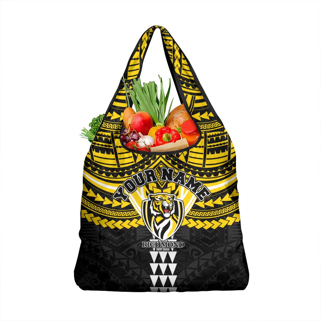 Personalized Richmond Tigers Grocery Bag Polynesian Tribal Pattern Heritage Football