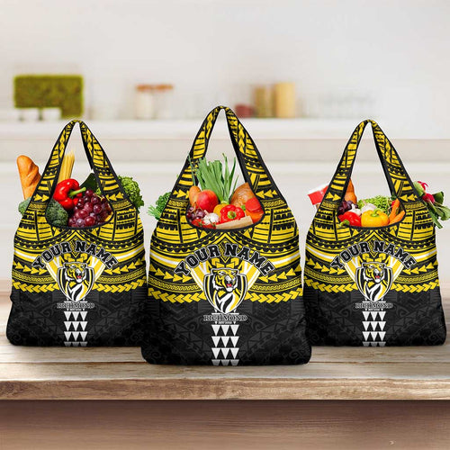 Personalized Richmond Tigers Grocery Bag Polynesian Tribal Pattern Heritage Football