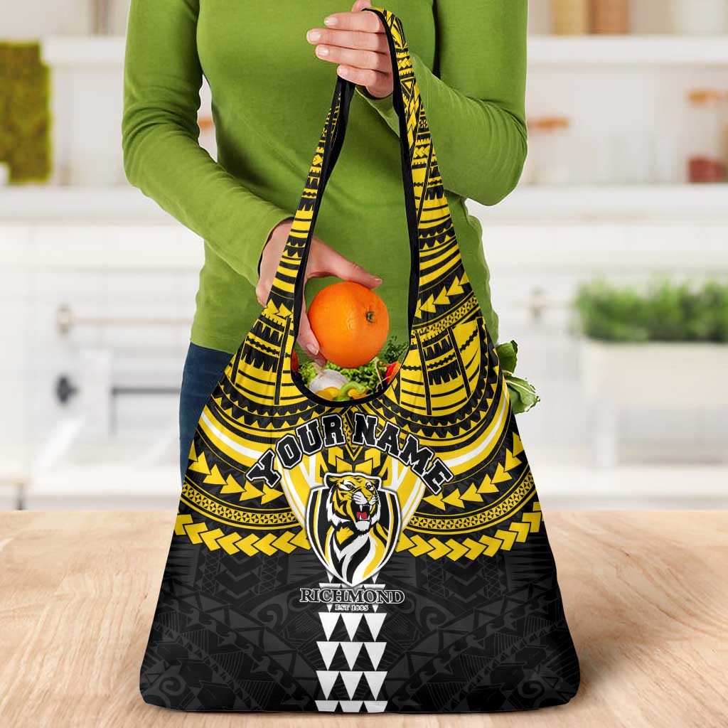 Personalized Richmond Tigers Grocery Bag Polynesian Tribal Pattern Heritage Football