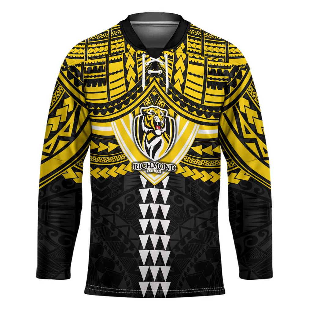 Personalized Richmond Tigers Hockey Jersey Polynesian Tribal Pattern Heritage Football