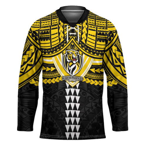 Personalized Richmond Tigers Hockey Jersey Polynesian Tribal Pattern Heritage Football