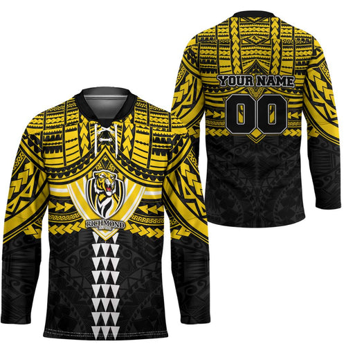 Personalized Richmond Tigers Hockey Jersey Polynesian Tribal Pattern Heritage Football