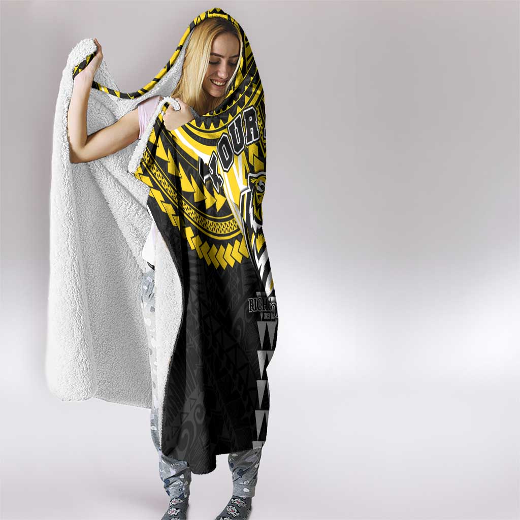 Personalized Richmond Tigers Hooded Blanket Polynesian Tribal Pattern Heritage Football