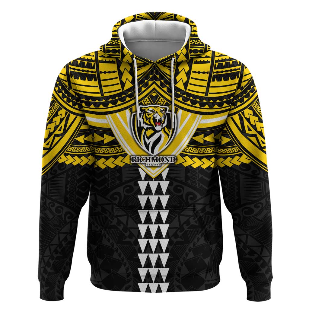 Personalized Richmond Tigers Hoodie Polynesian Tribal Pattern Heritage Football