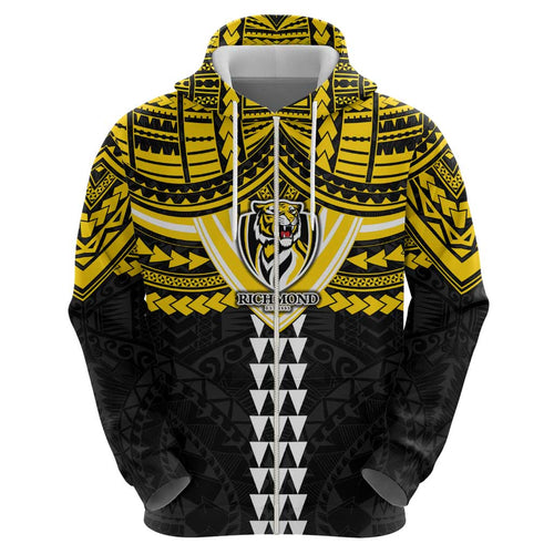 Personalized Richmond Tigers Hoodie Polynesian Tribal Pattern Heritage Football