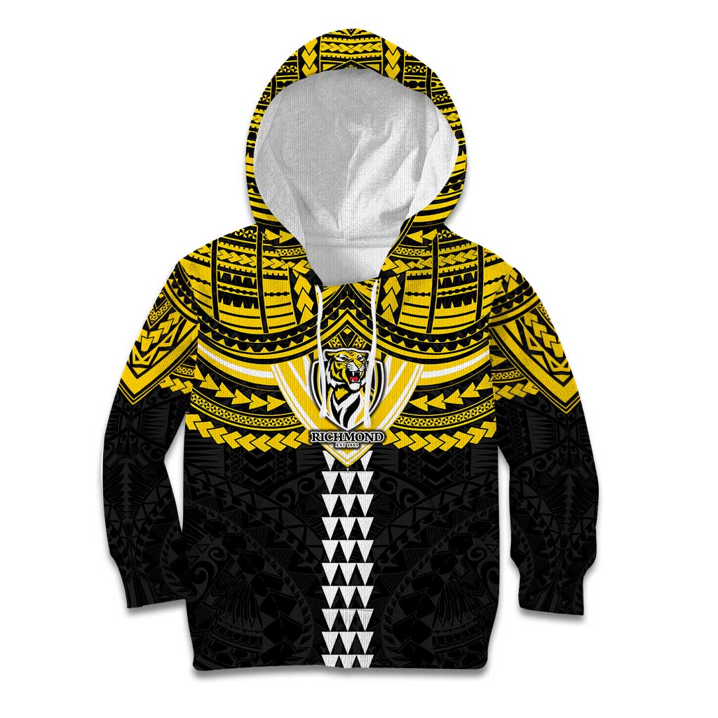 Personalized Richmond Tigers Kid Hoodie Polynesian Tribal Pattern Heritage Football