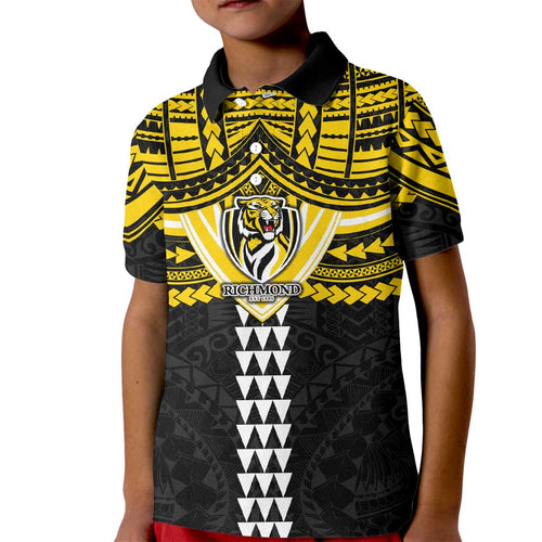 Personalized Richmond Tigers Kid Polo Shirt Polynesian Tribal Pattern Heritage Football