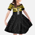 Personalized Richmond Tigers Kid Short Sleeve Dress Polynesian Tribal Pattern Heritage Football