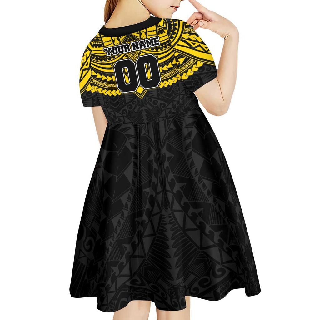 Personalized Richmond Tigers Kid Short Sleeve Dress Polynesian Tribal Pattern Heritage Football
