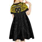 Personalized Richmond Tigers Kid Short Sleeve Dress Polynesian Tribal Pattern Heritage Football