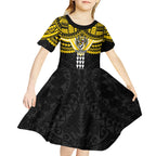 Personalized Richmond Tigers Kid Short Sleeve Dress Polynesian Tribal Pattern Heritage Football