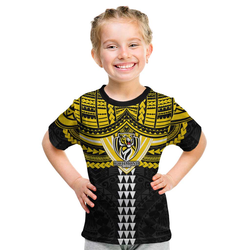 Personalized Richmond Tigers Kid T Shirt Polynesian Tribal Pattern Heritage Football