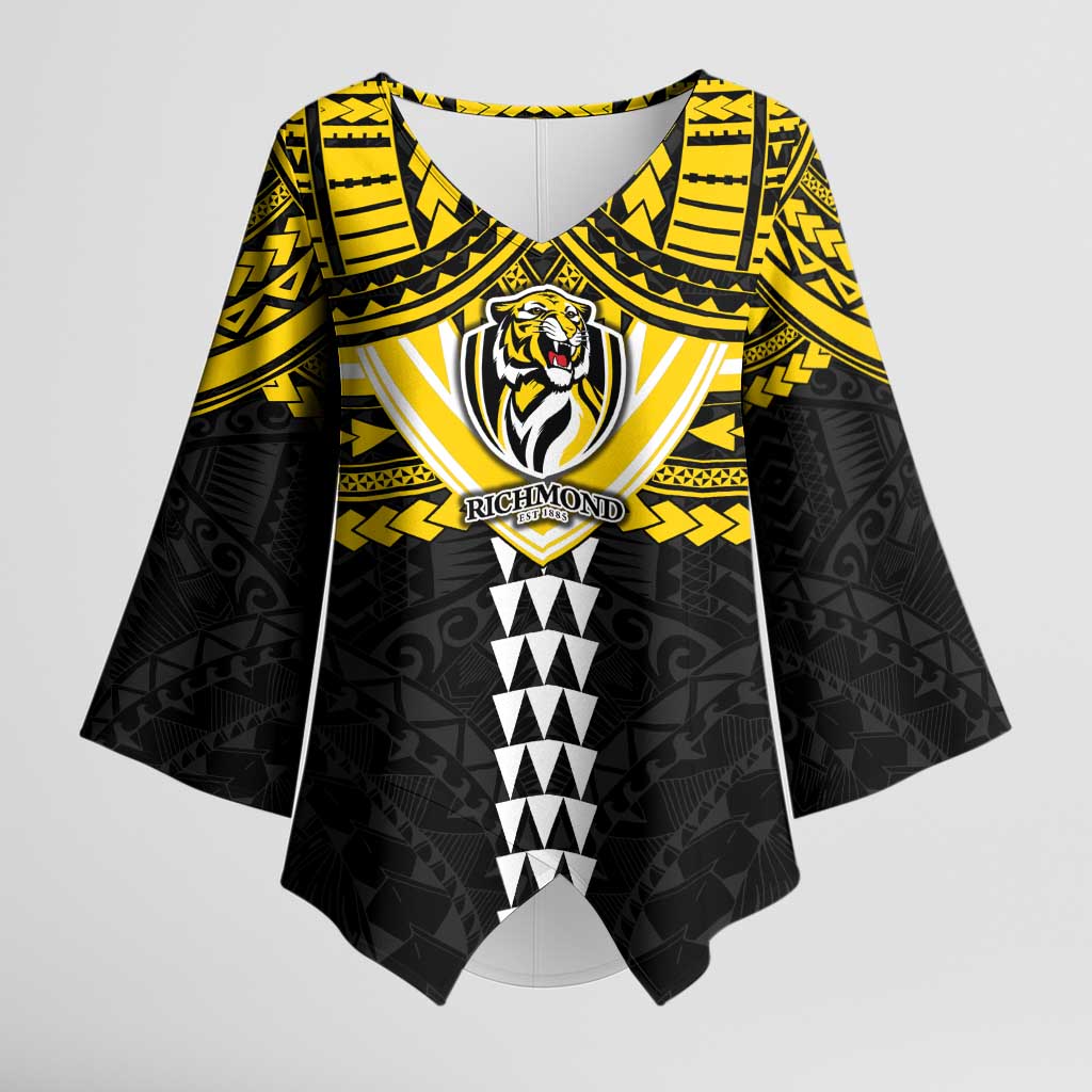 Personalized Richmond Tigers Kimono Sleeve Blouse Polynesian Tribal Pattern Heritage Football