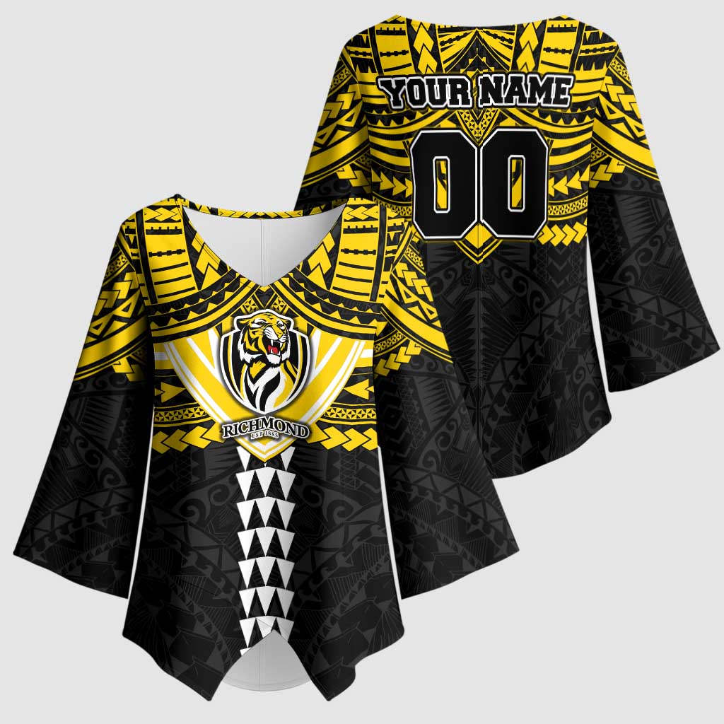Personalized Richmond Tigers Kimono Sleeve Blouse Polynesian Tribal Pattern Heritage Football