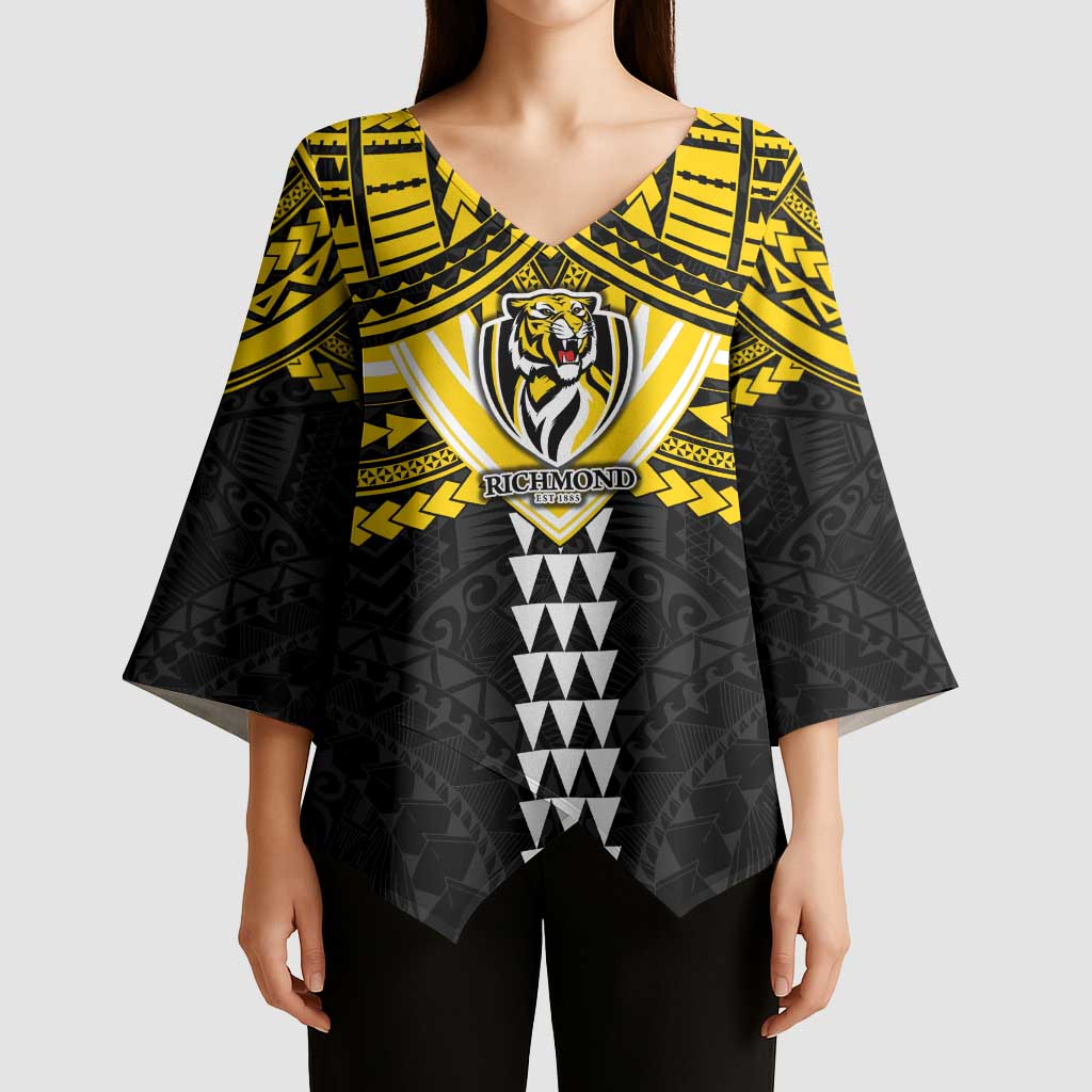 Personalized Richmond Tigers Kimono Sleeve Blouse Polynesian Tribal Pattern Heritage Football