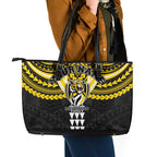 Personalized Richmond Tigers Leather Tote Bag Polynesian Tribal Pattern Heritage Football