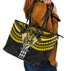 Personalized Richmond Tigers Leather Tote Bag Polynesian Tribal Pattern Heritage Football