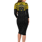 Personalized Richmond Tigers Long Sleeve Bodycon Dress Polynesian Tribal Pattern Heritage Football