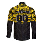 Personalized Richmond Tigers Long Sleeve Button Shirt Polynesian Tribal Pattern Heritage Football