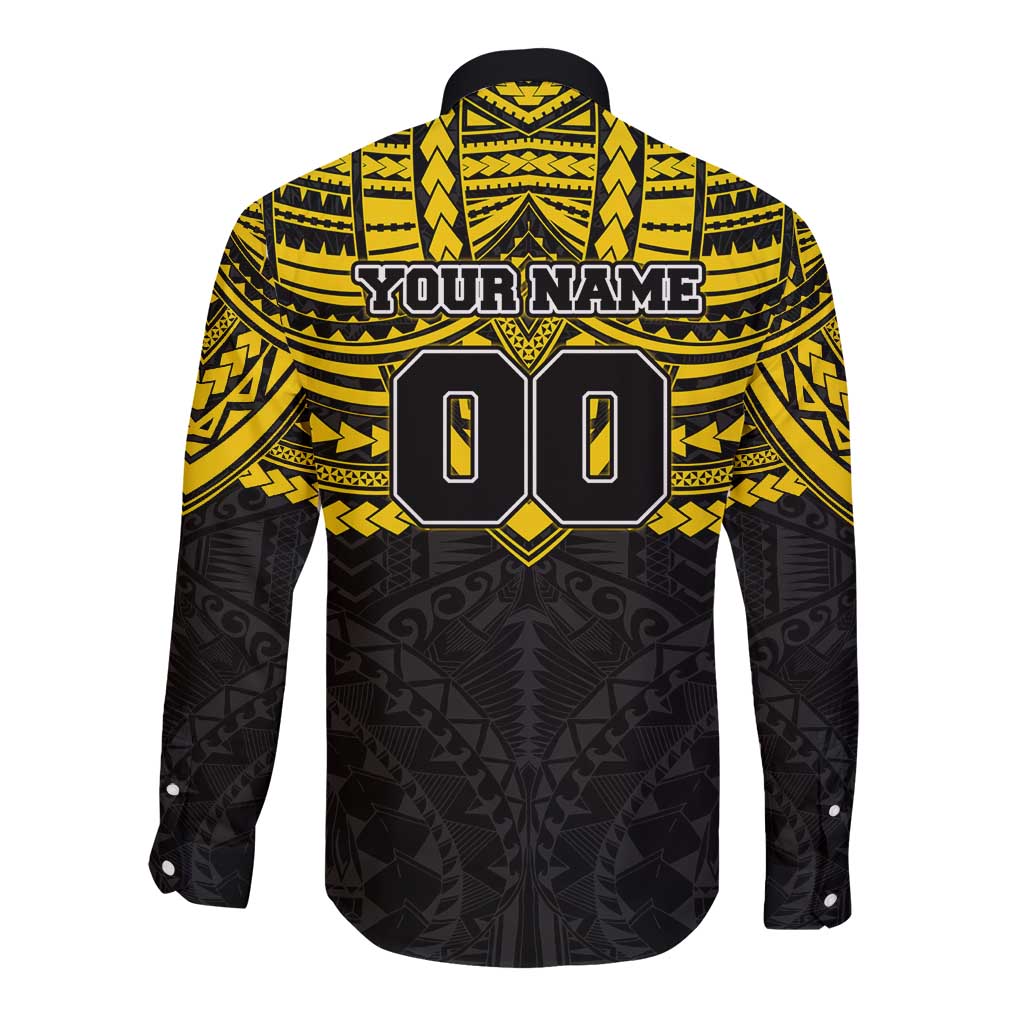 Personalized Richmond Tigers Long Sleeve Button Shirt Polynesian Tribal Pattern Heritage Football
