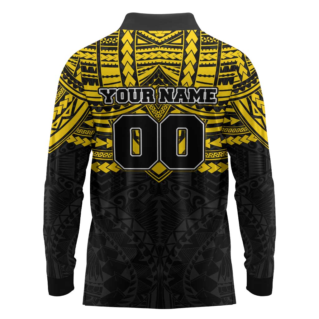 Personalized Richmond Tigers Long Sleeve Polo Shirt Polynesian Tribal Pattern Heritage Football