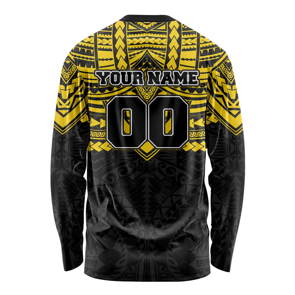 Personalized Richmond Tigers Long Sleeve Shirt Polynesian Tribal Pattern Heritage Football