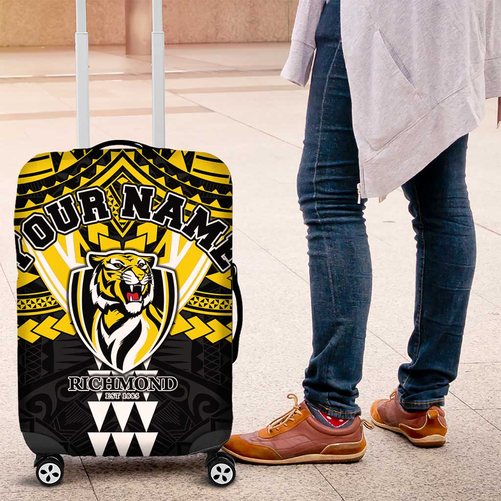 Personalized Richmond Tigers Luggage Cover Polynesian Tribal Pattern Heritage Football