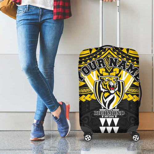 Personalized Richmond Tigers Luggage Cover Polynesian Tribal Pattern Heritage Football