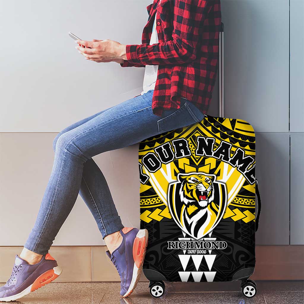 Personalized Richmond Tigers Luggage Cover Polynesian Tribal Pattern Heritage Football