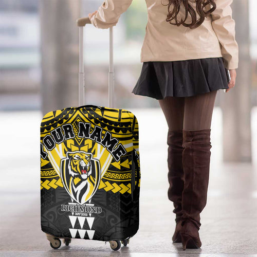 Personalized Richmond Tigers Luggage Cover Polynesian Tribal Pattern Heritage Football