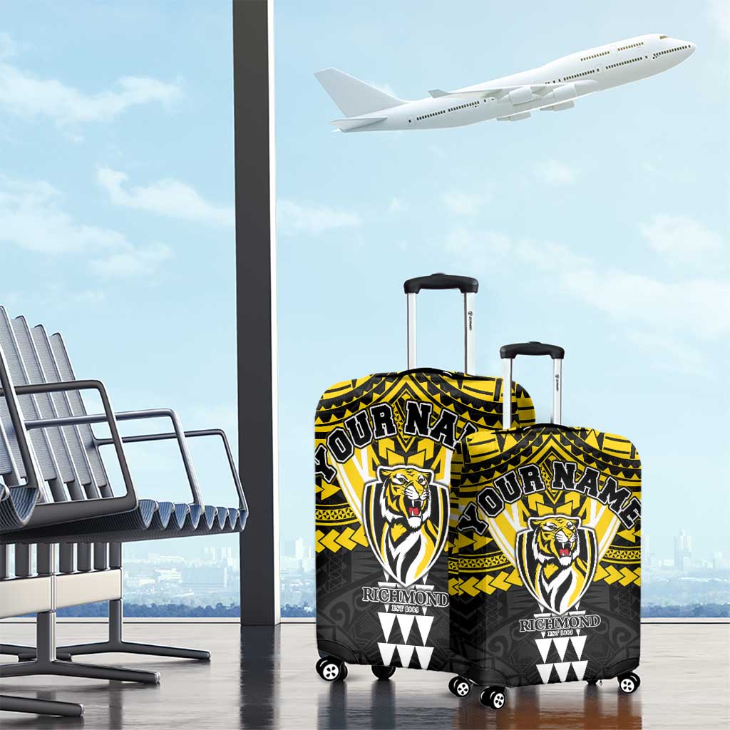 Personalized Richmond Tigers Luggage Cover Polynesian Tribal Pattern Heritage Football