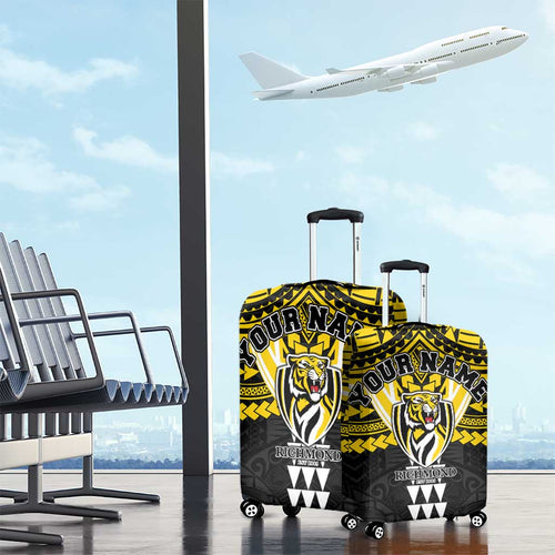 Personalized Richmond Tigers Luggage Cover Polynesian Tribal Pattern Heritage Football