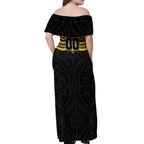 Personalized Richmond Tigers Off Shoulder Maxi Dress Polynesian Tribal Pattern Heritage Football