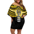 Personalized Richmond Tigers Off Shoulder Short Dress Polynesian Tribal Pattern Heritage Football