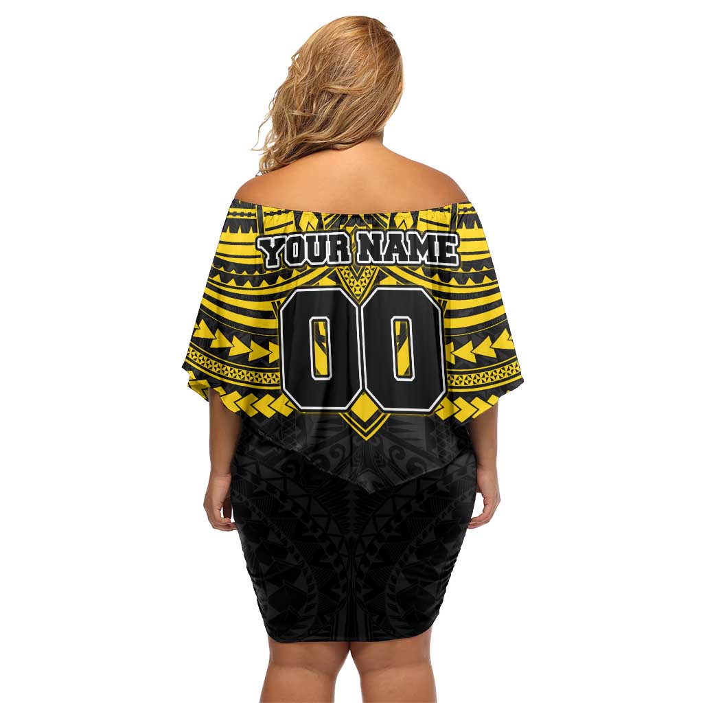 Personalized Richmond Tigers Off Shoulder Short Dress Polynesian Tribal Pattern Heritage Football