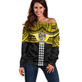 Personalized Richmond Tigers Off Shoulder Sweater Polynesian Tribal Pattern Heritage Football